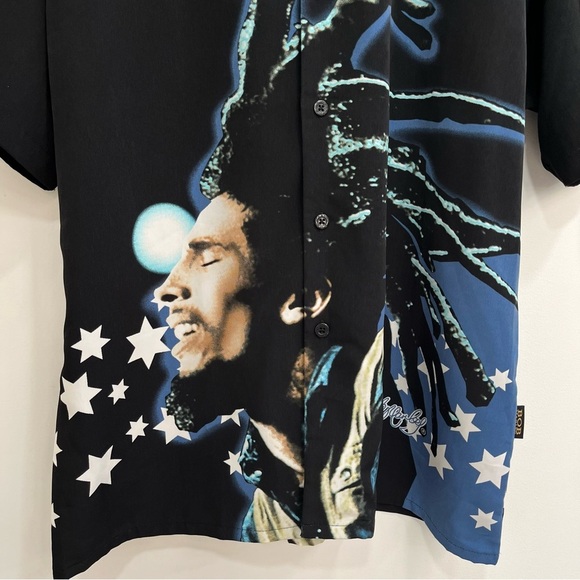 Vintage Bob Marley Dragonfly Hard Rock Cafe Myrtle Beach Button Up Shirt Mens L - Picture 3 of 9